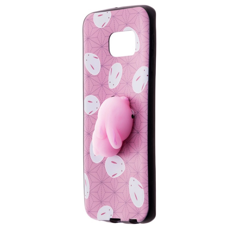 Husa Anti-Stres Samsung Galaxy S6 Edge G925 3D Bubble - Pink Rabbit