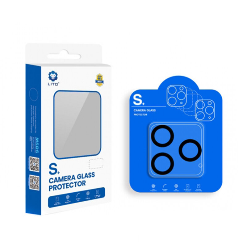 Folie sticla iPhone 13 Pro Max Lito S+ Camera Protector, negru/transparenta