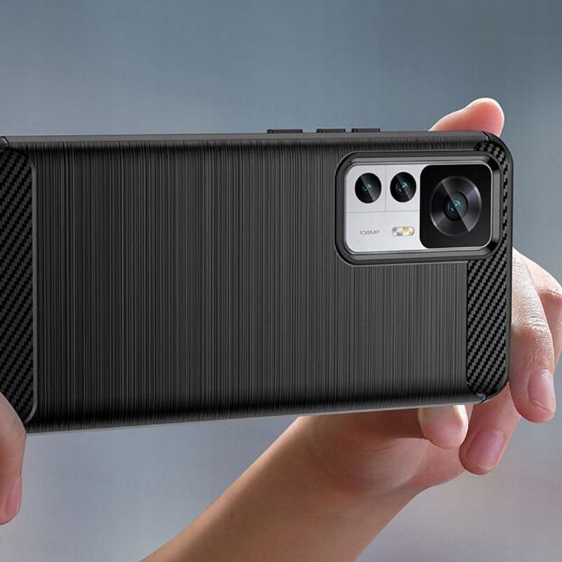 Husa Xiaomi 12T Pro Techsuit Carbon Silicone, negru