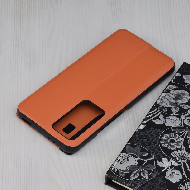 Husa Xiaomi 12T Pro Eco Leather View flip tip carte, portocaliu