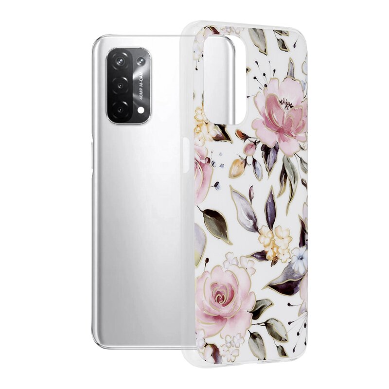 Husa Oppo A74 5G Techsuit Marble, Chloe White