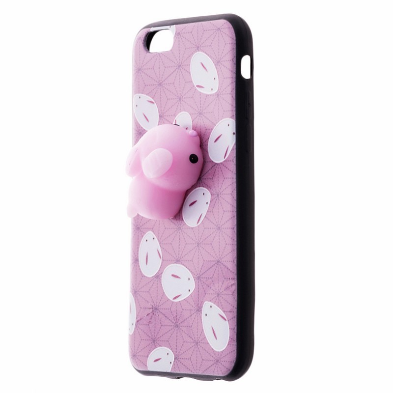 Husa Anti-Stres iPhone 6, 6S 3D Bubble - Pink Rabbit