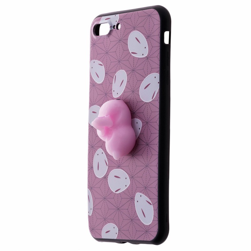 Husa Anti-Stres iPhone 7 Plus 3D Bubble - Pink Rabbit