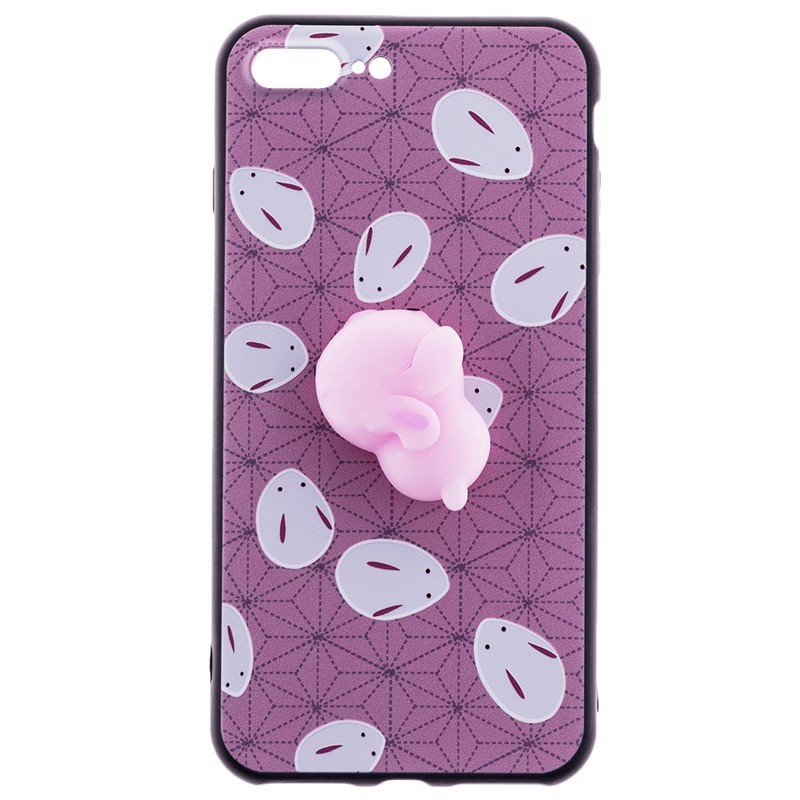 Husa Anti-Stres iPhone 7 Plus 3D Bubble - Pink Rabbit