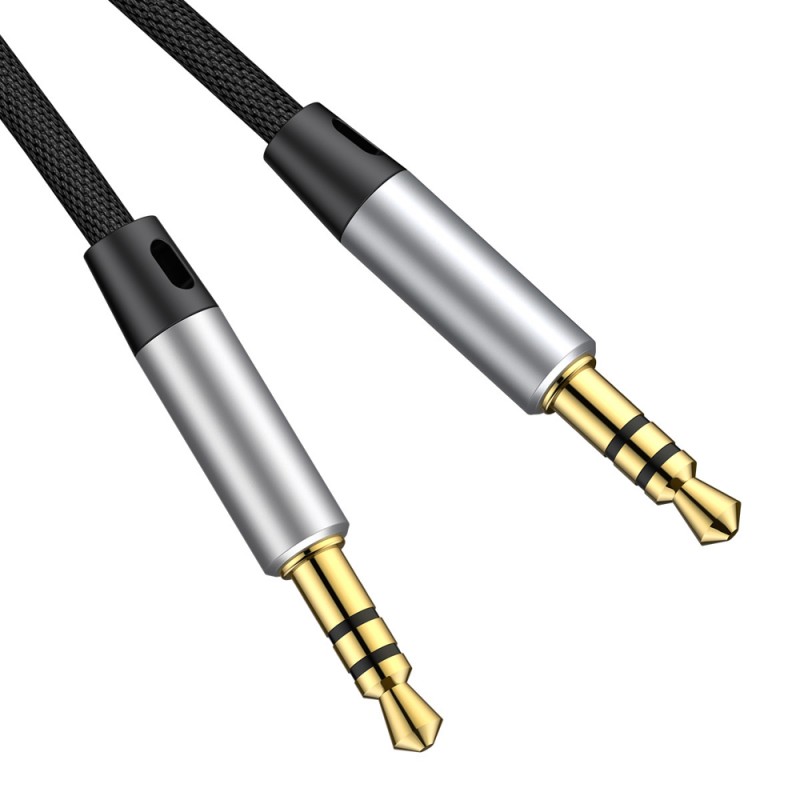 Cablu Audio Baseus L38 USB-C, Jack 3.5 - Jack 3.5mm - Argintiu
