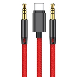 Cablu Audio Baseus L38 USB-C, Jack 3.5 - Jack 3.5mm - Rosu