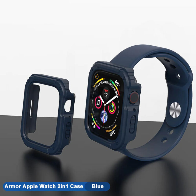[Pachet 360°] Husa + folie Apple Watch SE 44mm Lito Armor S+, albastru
