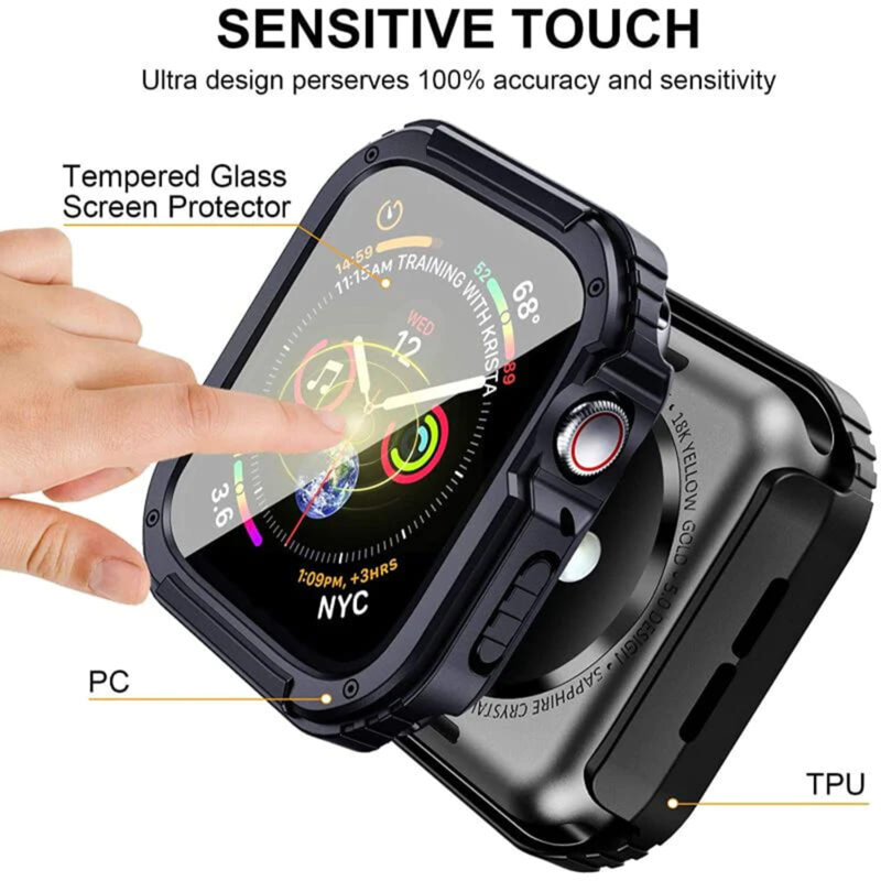 [Pachet 360°] Husa + folie Apple Watch 2 42mm Lito Armor S+, albastru