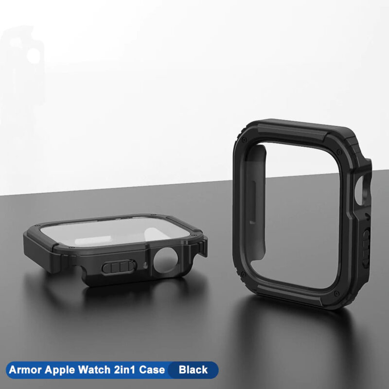 [Pachet 360°] Husa + folie Apple Watch 3 38mm Lito Armor S+, negru
