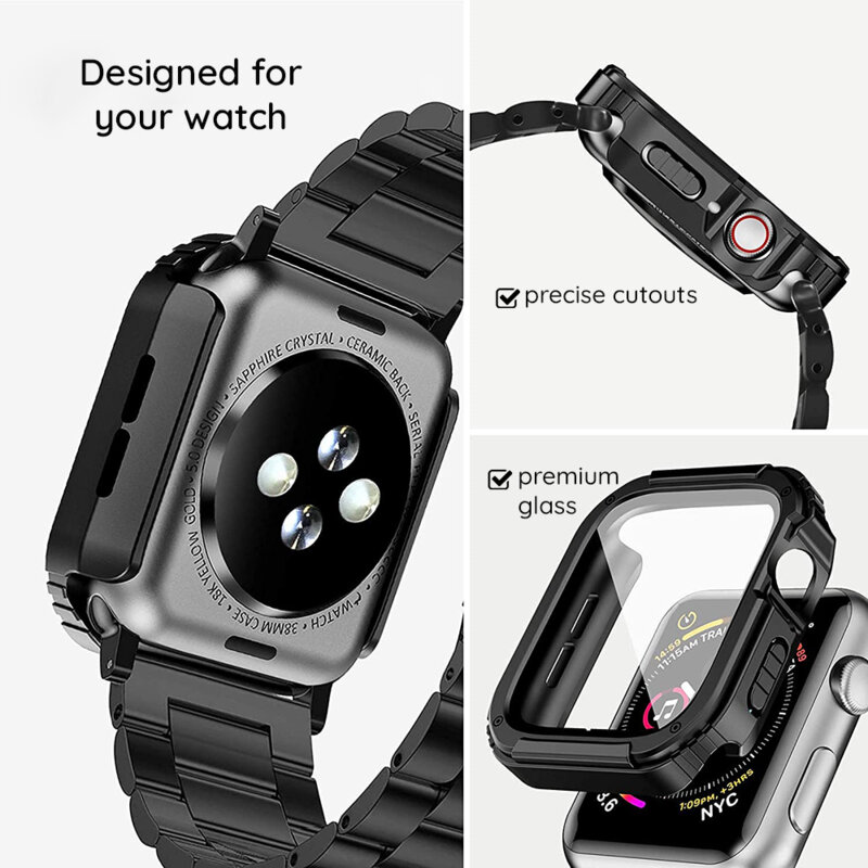 [Pachet 360°] Husa + folie Apple Watch 8 41mm Lito Armor S+, albastru