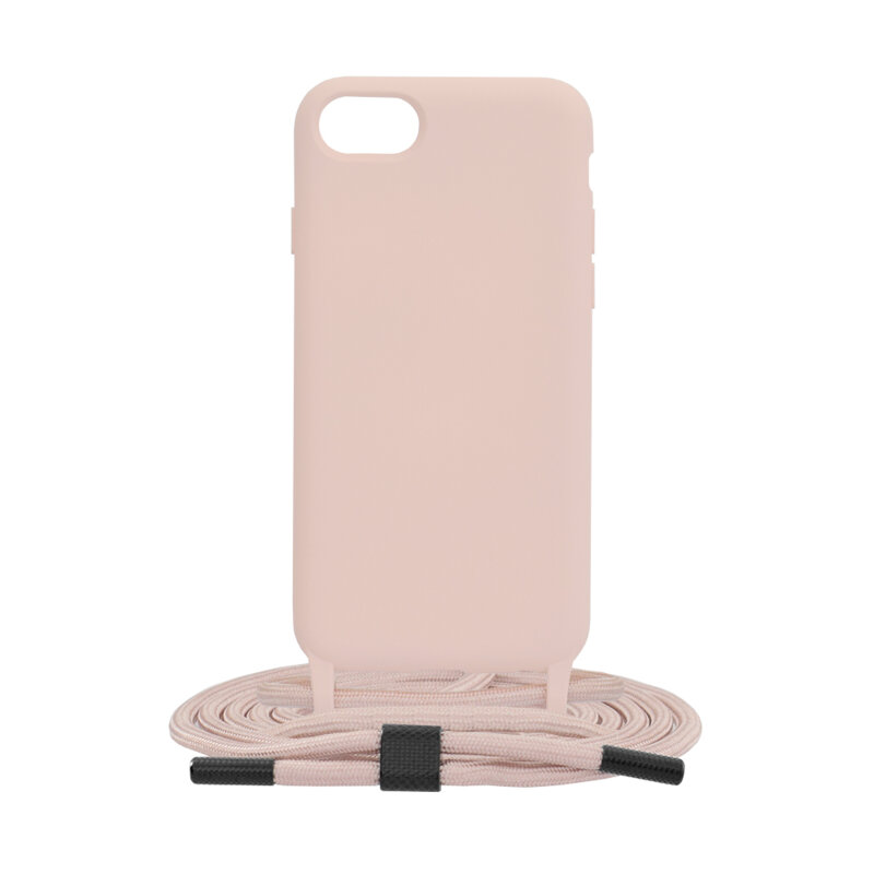 Husa cu snur iPhone SE 3, SE 2022 Techsuit Crossbody Lanyard, roz