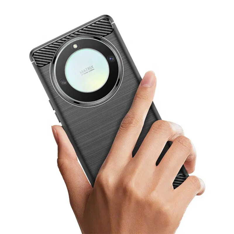 Husa Honor Magic5 Lite Techsuit Carbon Silicone, negru