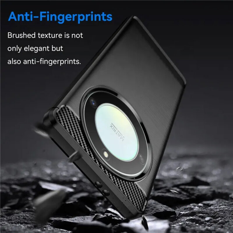 Husa Honor Magic5 Lite Techsuit Carbon Silicone, negru