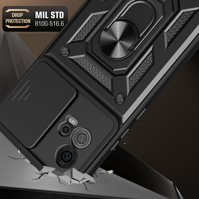 Husa Motorola Moto G72 protectie camera Techsuit CamShield Series, negru
