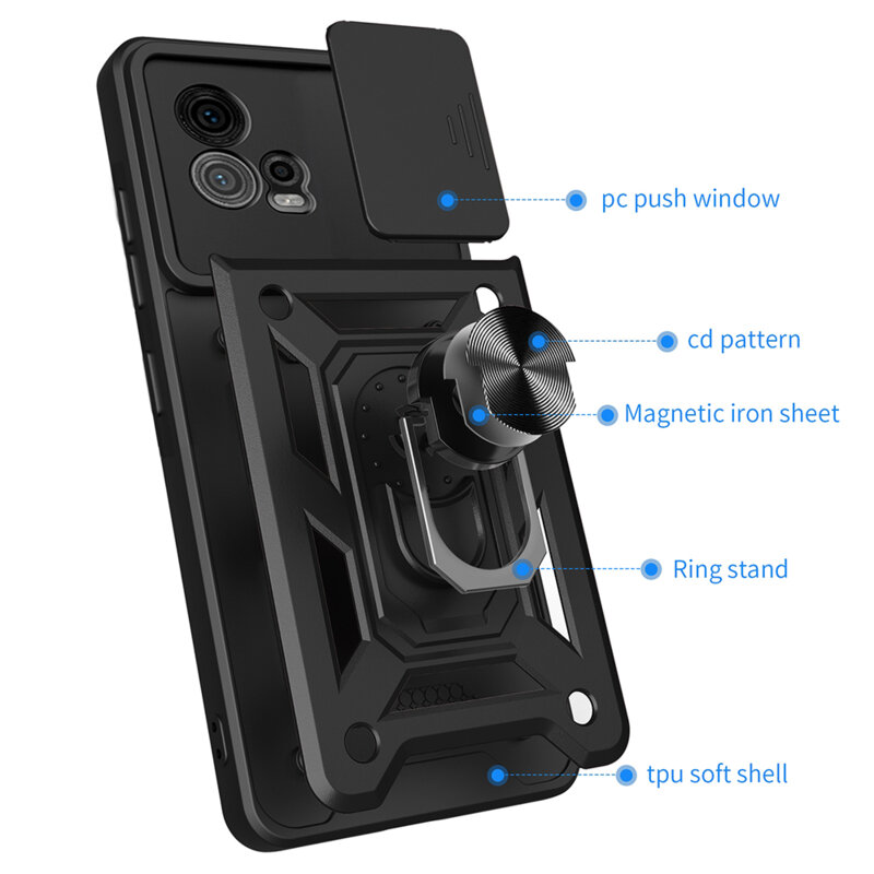 Husa Motorola Moto G72 protectie camera Techsuit CamShield Series, negru