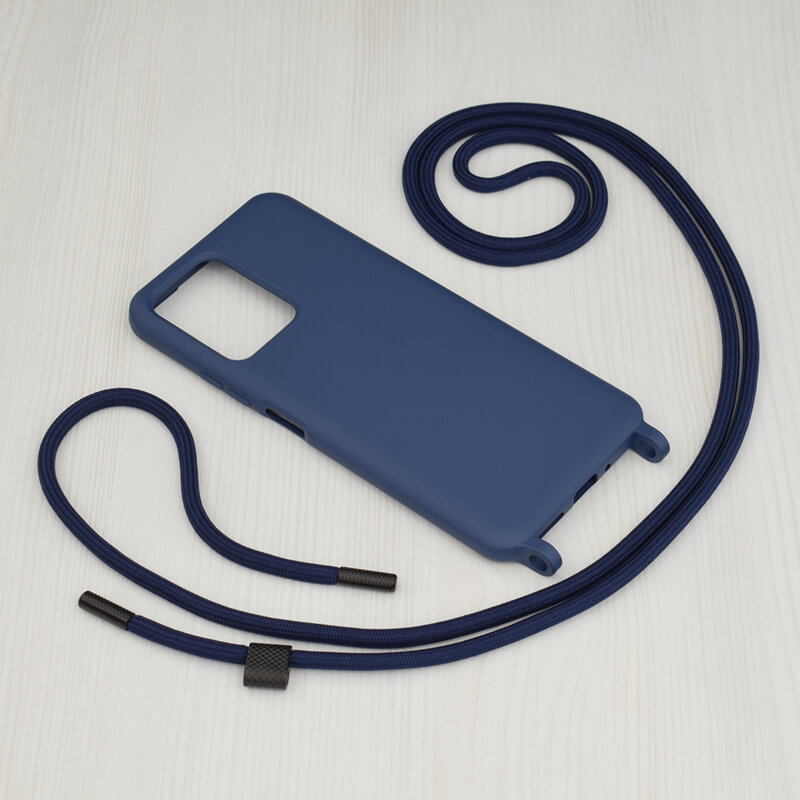 Husa cu snur Xiaomi Redmi Note 12 5G Techsuit Crossbody Lanyard, albastru