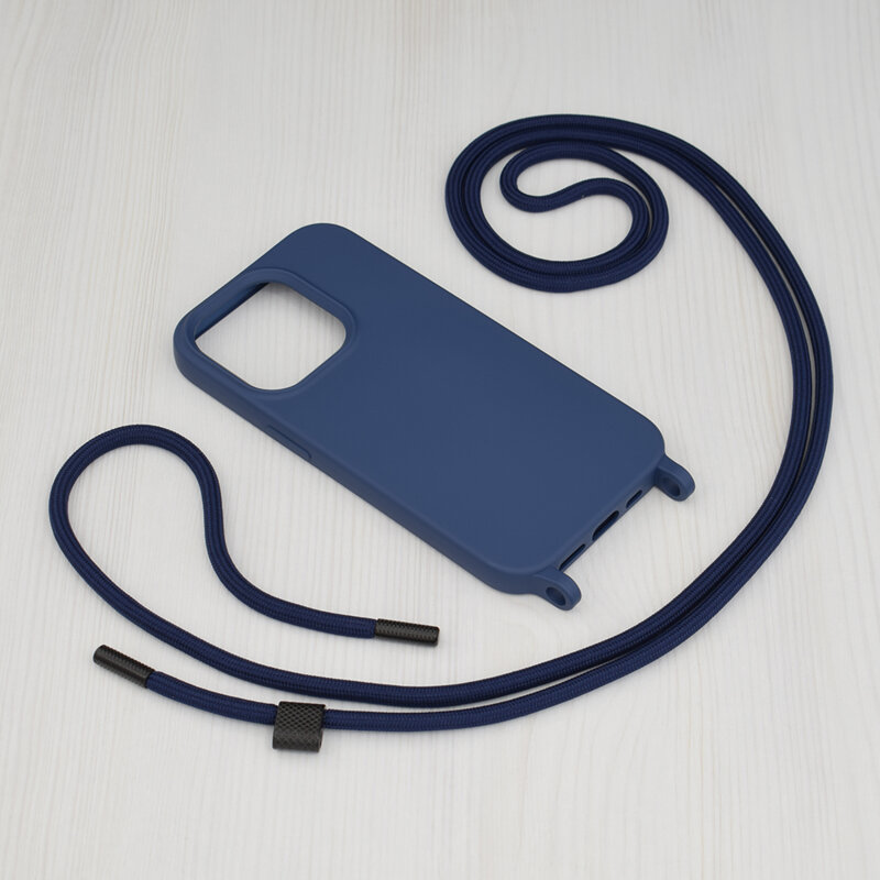Husa cu snur iPhone 14 Pro Techsuit Crossbody Lanyard, albastru