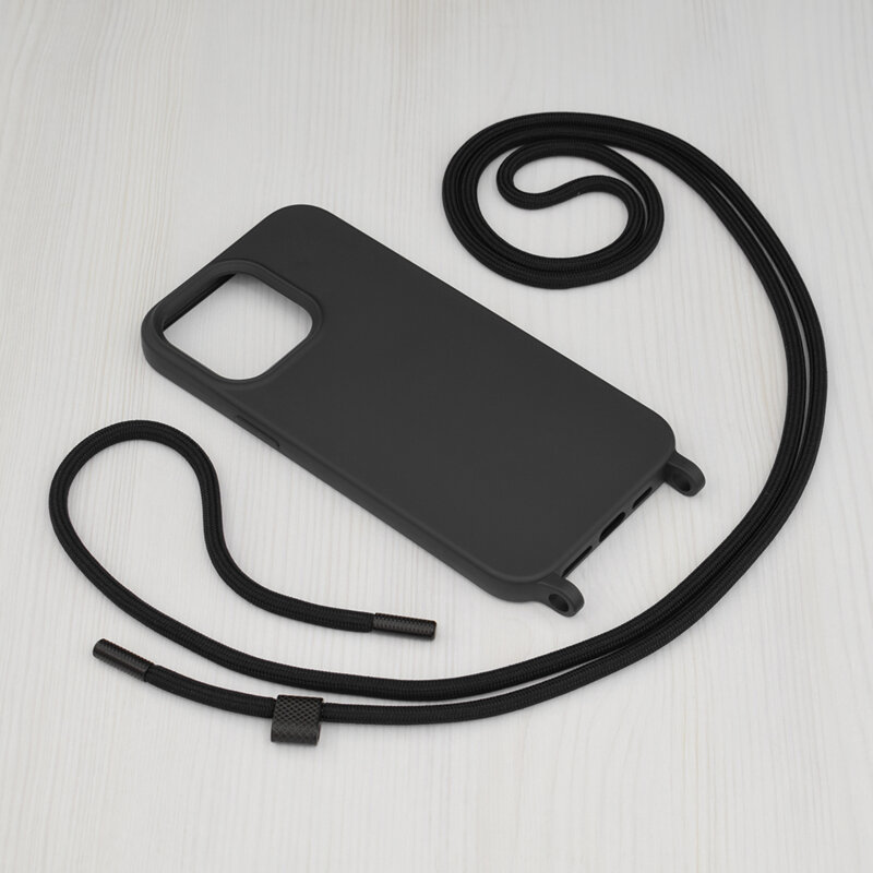 Husa cu snur iPhone 14 Pro Max Techsuit Crossbody Lanyard, negru