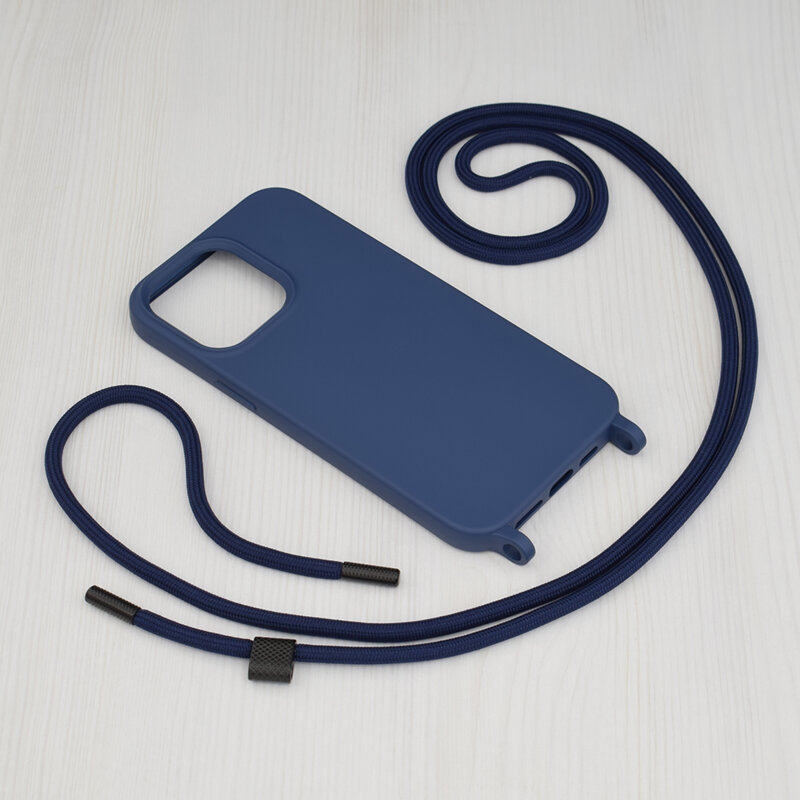 Husa cu snur iPhone 14 Pro Max Techsuit Crossbody Lanyard, albastru