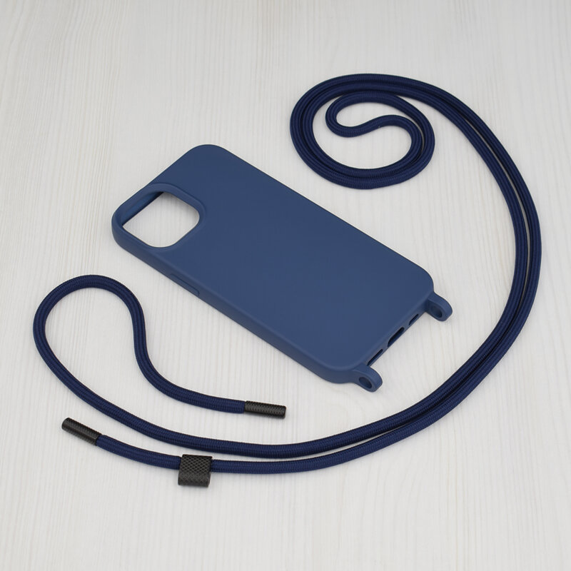 Husa cu snur iPhone 14 Techsuit Crossbody Lanyard, albastru