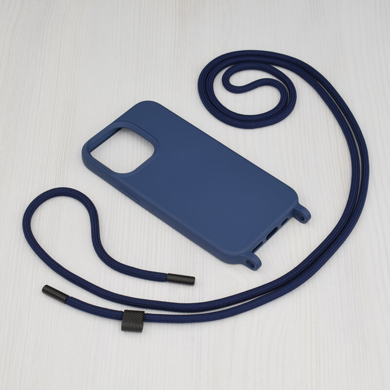 Husa cu snur iPhone 13 Pro Techsuit Crossbody Lanyard, albastru