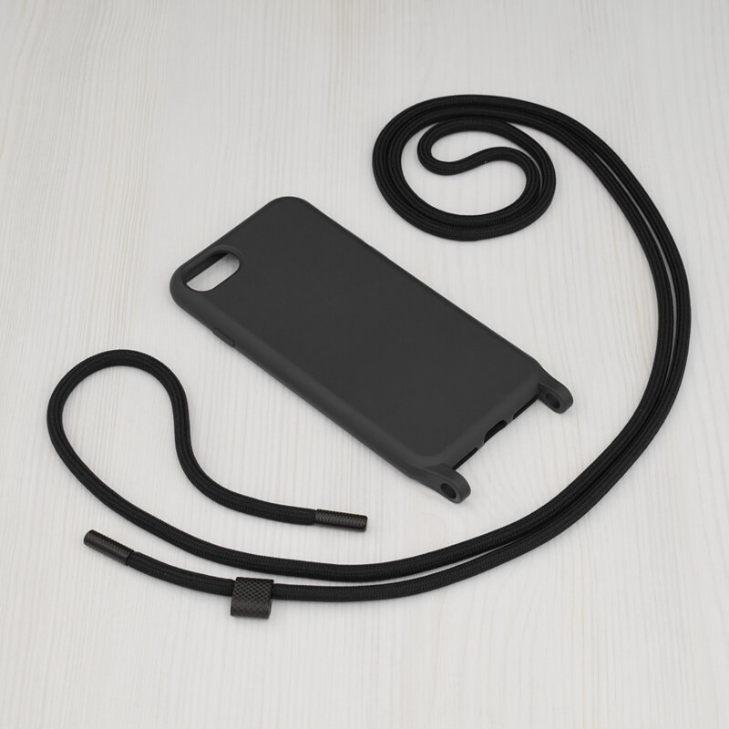 Husa cu snur iPhone SE 2, SE 2020 Techsuit Crossbody Lanyard, negru