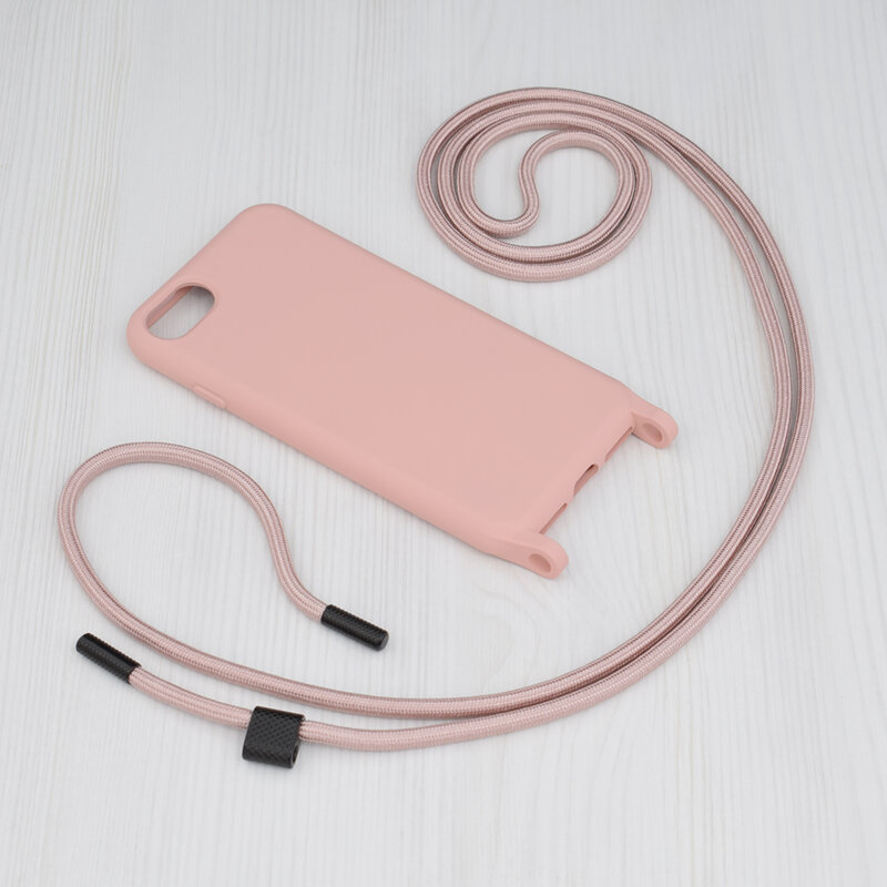 Husa cu snur iPhone SE 2, SE 2020 Techsuit Crossbody Lanyard, roz