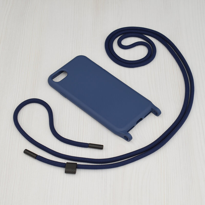 Husa cu snur iPhone SE 2, SE 2020 Techsuit Crossbody Lanyard, albastru