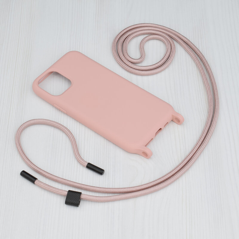Husa cu snur iPhone 11 Pro Techsuit Crossbody Lanyard, roz