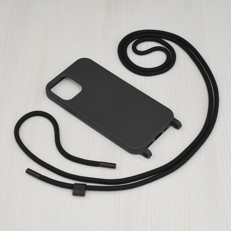 Husa cu snur iPhone 12 Pro Techsuit Crossbody Lanyard, negru