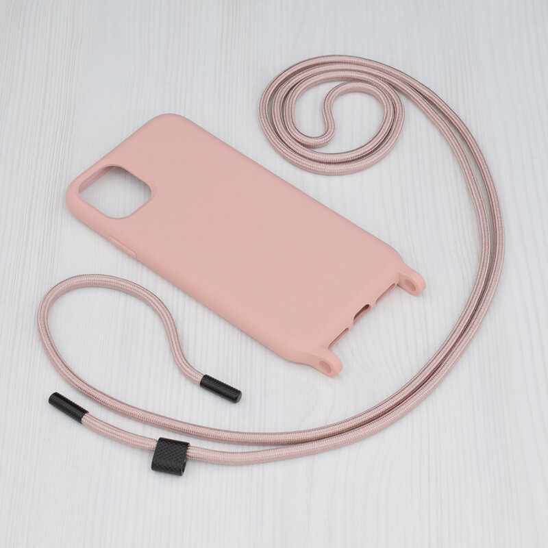 Husa cu snur iPhone 11 Techsuit Crossbody Lanyard, roz