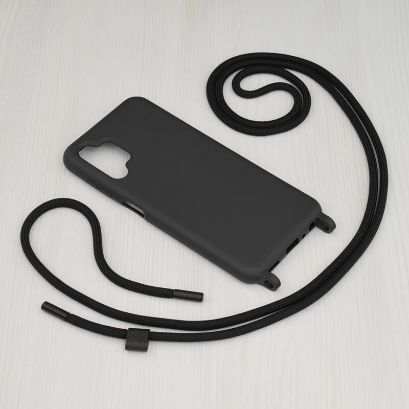 Husa cu snur Samsung Galaxy A13 4G Techsuit Crossbody Lanyard, negru