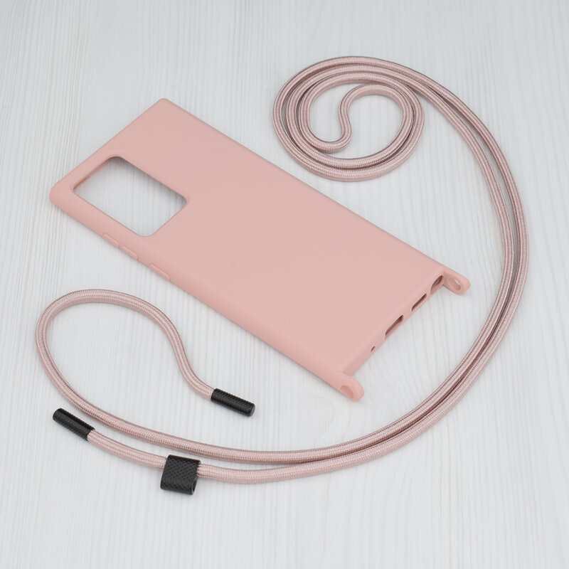 Husa cu snur Samsung Galaxy Note 20 Ultra Techsuit Crossbody Lanyard, roz