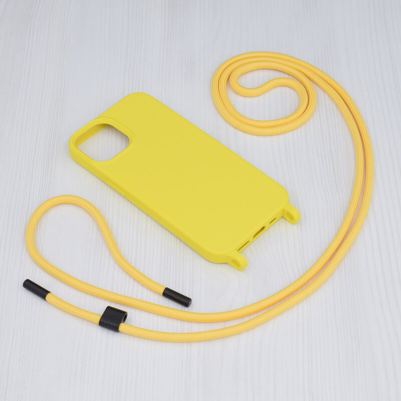 Husa cu snur iPhone 14 Techsuit Crossbody Lanyard, galben