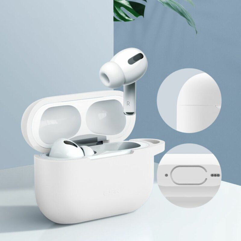 Husa Apple Airpods Pro 2 ESR Bounce, holder metalic, alb