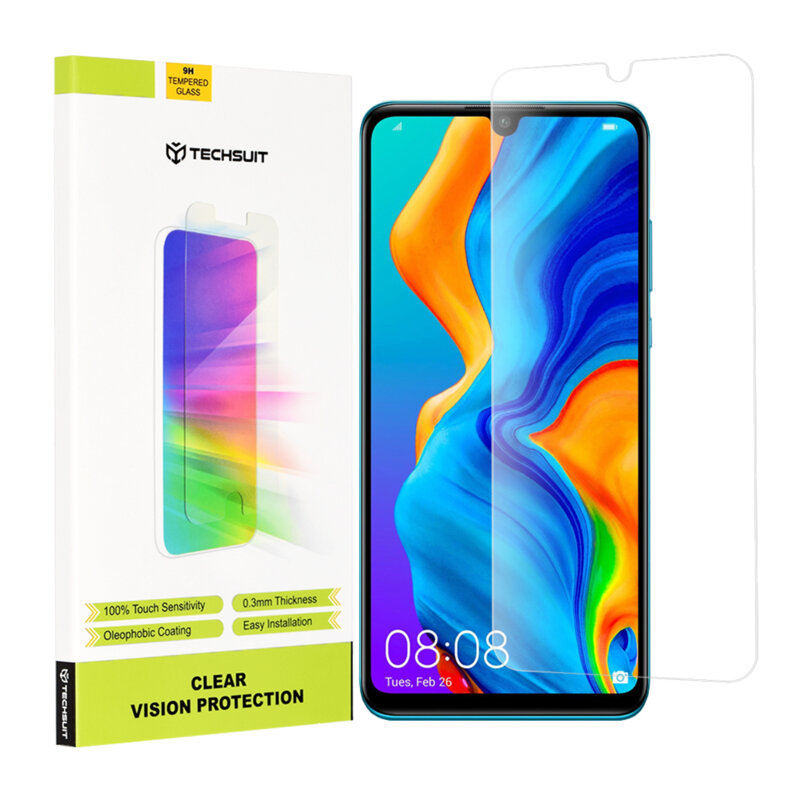 Folie sticla Huawei P30 Lite New Edition Techsuit Clear Vision Glass, transparenta