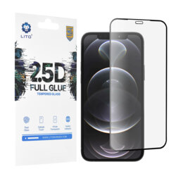 Folie Sticla iPhone 12 Pro Lito 2.5D Full Glue Full Cover Cu Rama - Negru