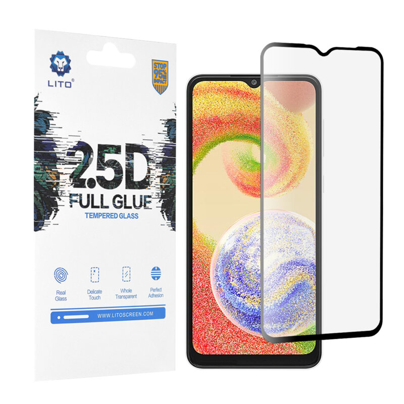 Folie sticla Samsung Galaxy A04 Lito 2.5D Full Glue, transparenta