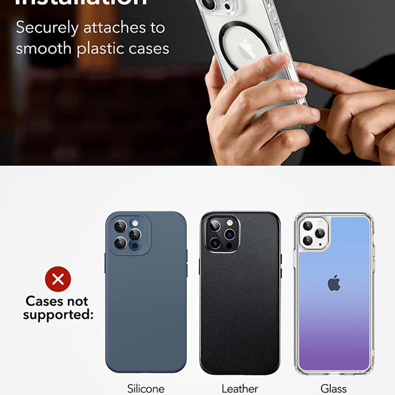 [Pachet 2x] Adaptor MagSafe incarcare wireless ESR HaloLock, negru/gri