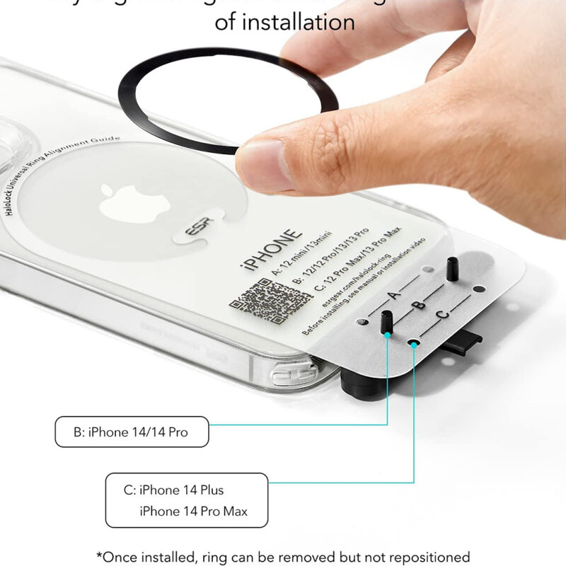 [Pachet 2x] Adaptor MagSafe incarcare wireless ESR HaloLock, negru/gri