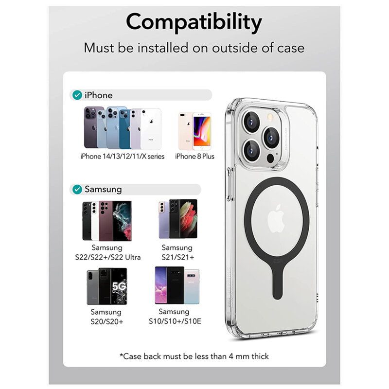 [Pachet 2x] Adaptor incarcare wireless pentru MagSafe ESR HaloLock, negru