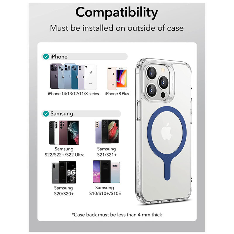 [Pachet 2x] Adaptor incarcare wireless MagSafe ESR HaloLock, albastru