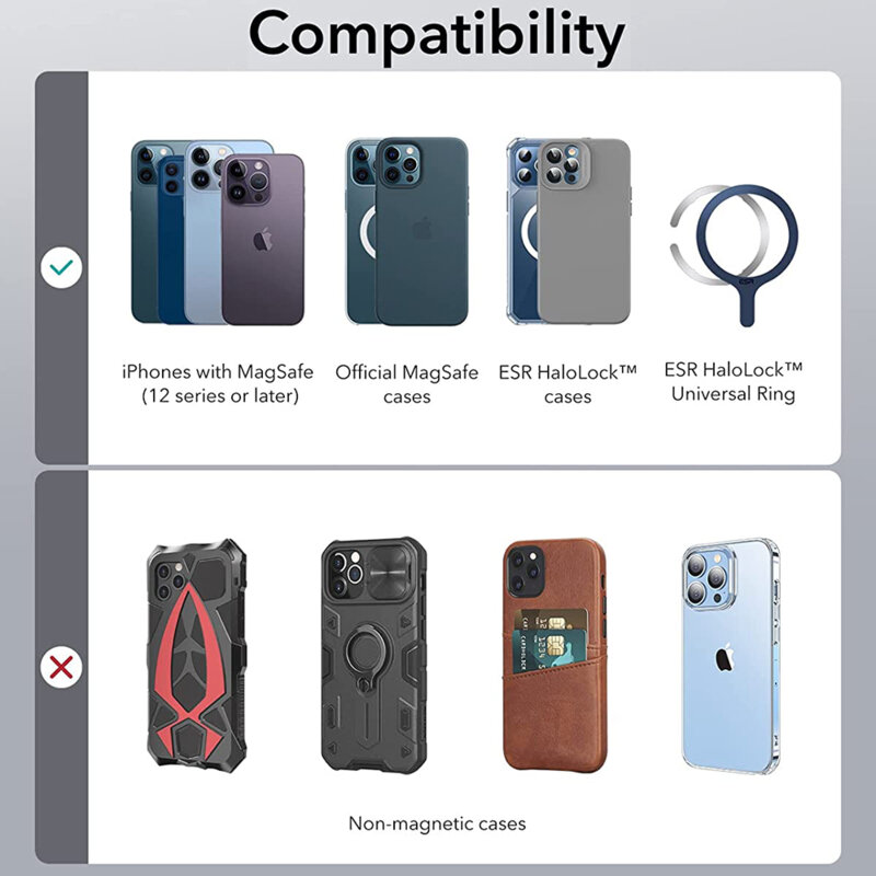 Suport inel iPhone MagSafe ESR HaloLock Ring Stand, bleu