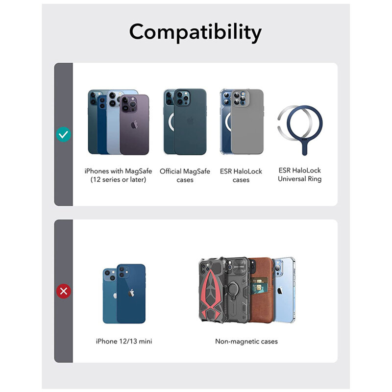 Portofel MagSafe pentru telefon, suport birou ESR HaloLock, negru