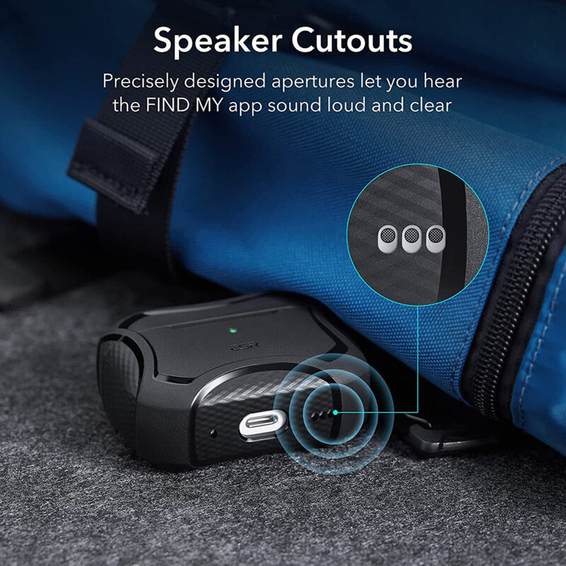 Husa Apple AirPods Pro 2 ESR Cyber Armor Tough HaloLock, negru