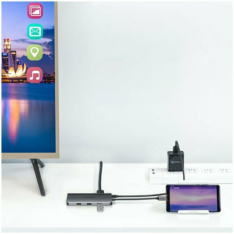 Dock USB-C la PD100W/ 3xUSB/ HDMI/ VGA/ RJ45/ Jack Ugreen, 80133