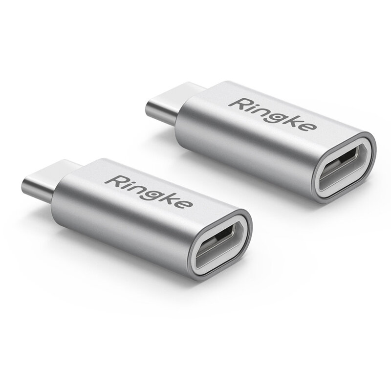 [Pachet 2x] Convertor Micro-USB la Type-C Ringke, argintiu