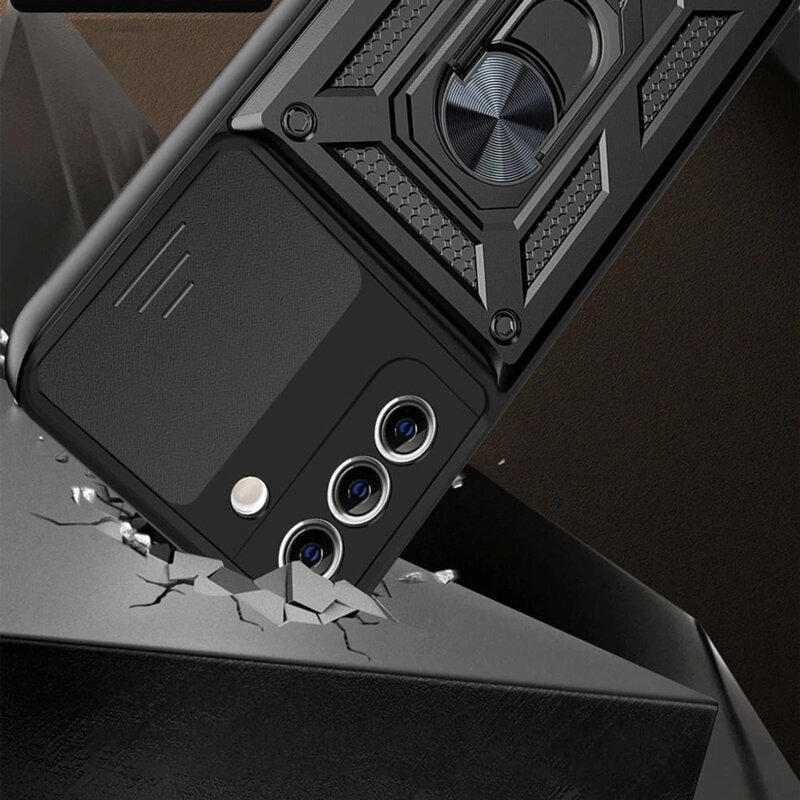 Husa Samsung Galaxy S21 FE 5G protectie camera Techsuit CamShield Series, negru