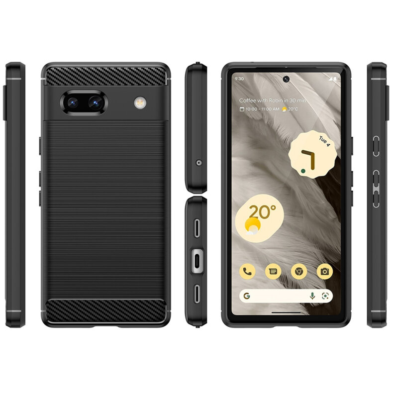 Husa Google Pixel 7a Techsuit Carbon Silicone, negru