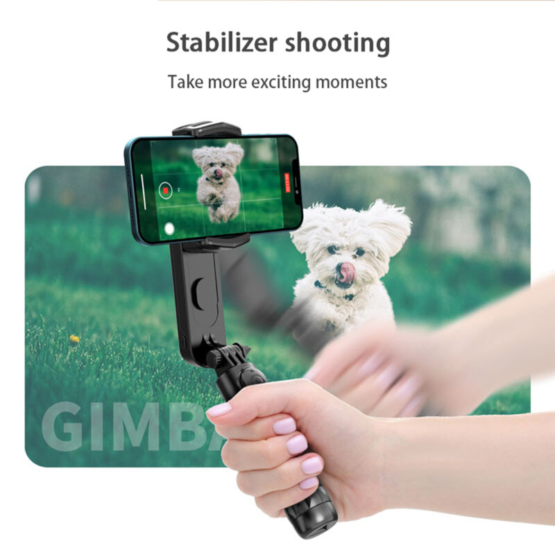 Gimbal mini selfie stick cu stabilizator, LED Techsuit Q09, 70cm